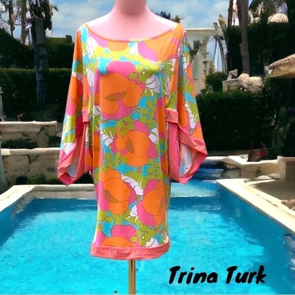 TRINA TURK NWT SWIM AND SPA COLLECTION BATHING SUIT COVER UP MINI DRESS MEDIUM - Picture 1 of 6